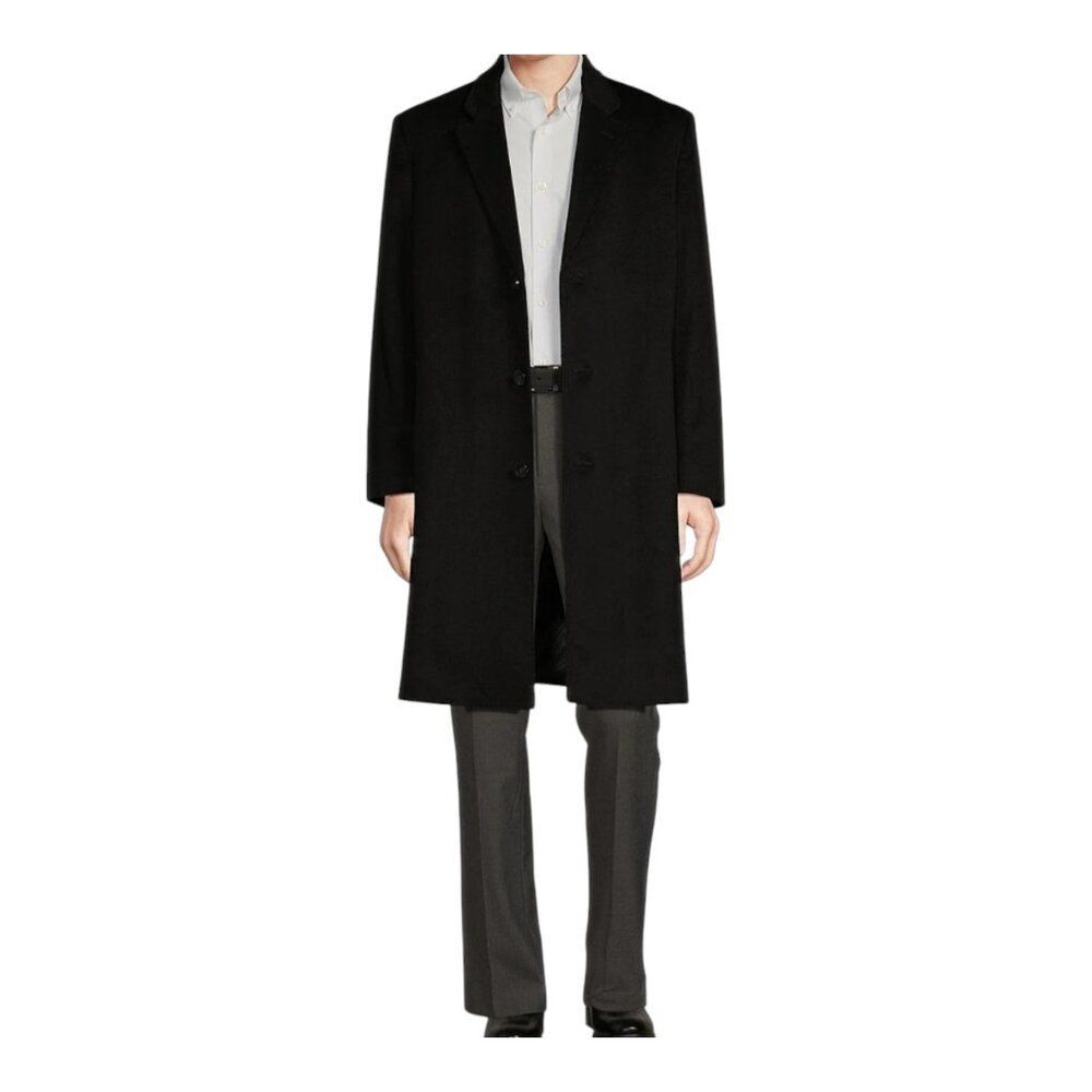 Full Length 100% Cashmere Topcoat $995 Power Coat 42R Cremieux Collection Black